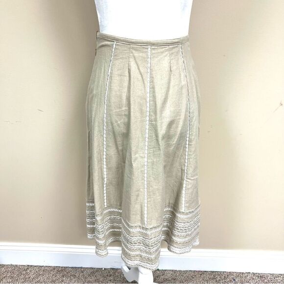 B Moss Elegant Tan ankle length linen skirt Size 2 - Picture 2 of 6